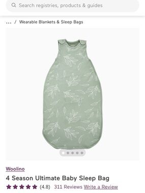 Woolino 4-Season Ultimate Sleep Sack - Sage Leaf Print
